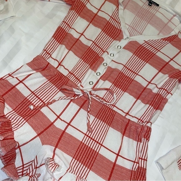 Wildfox Couture Red Thermal Plaid Romper - Picture 4 of 9